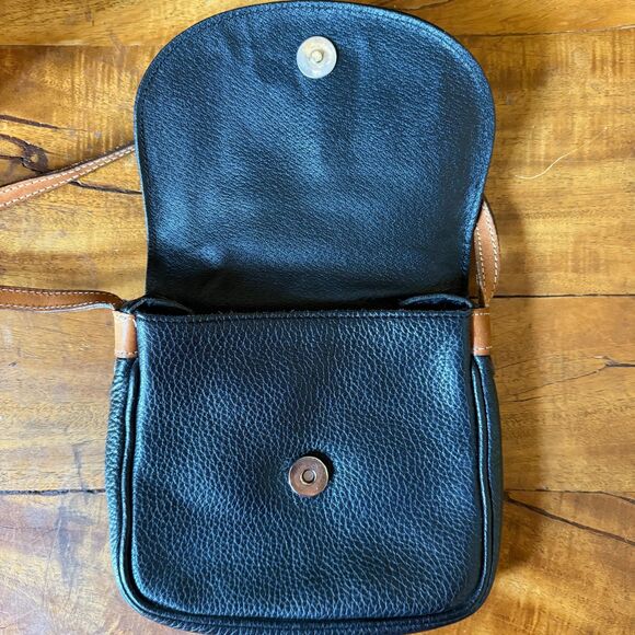 Vintage Courreges Paris Mini Crossbody Bag Black and Tan Leather - Picture 8 of 12